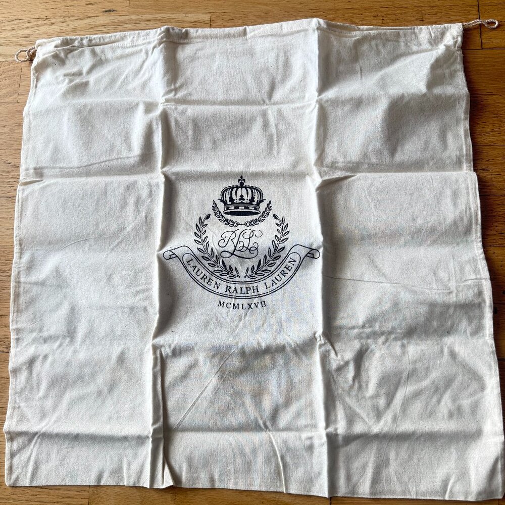 LAUREN RALPH LAURE BEIGE Drawstring Travel Storage Dust Bag large size